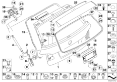 Single components for trunk lid