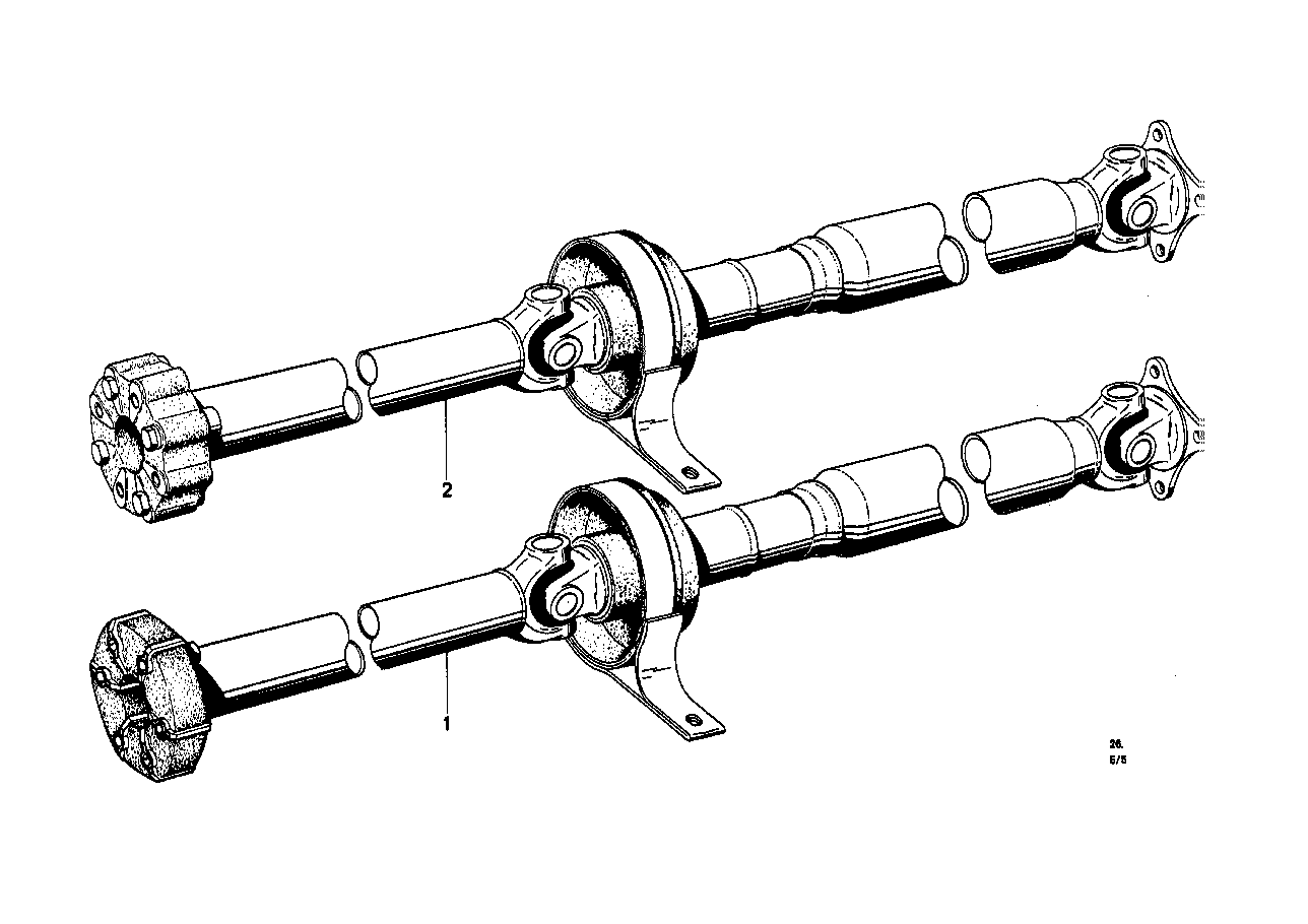 Drive shaft,univ.joint/centre mounting