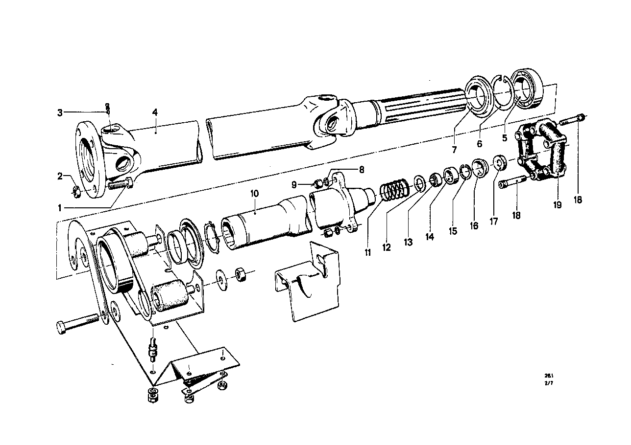 Kardanaxel, kopplingsskiva/mellanlager