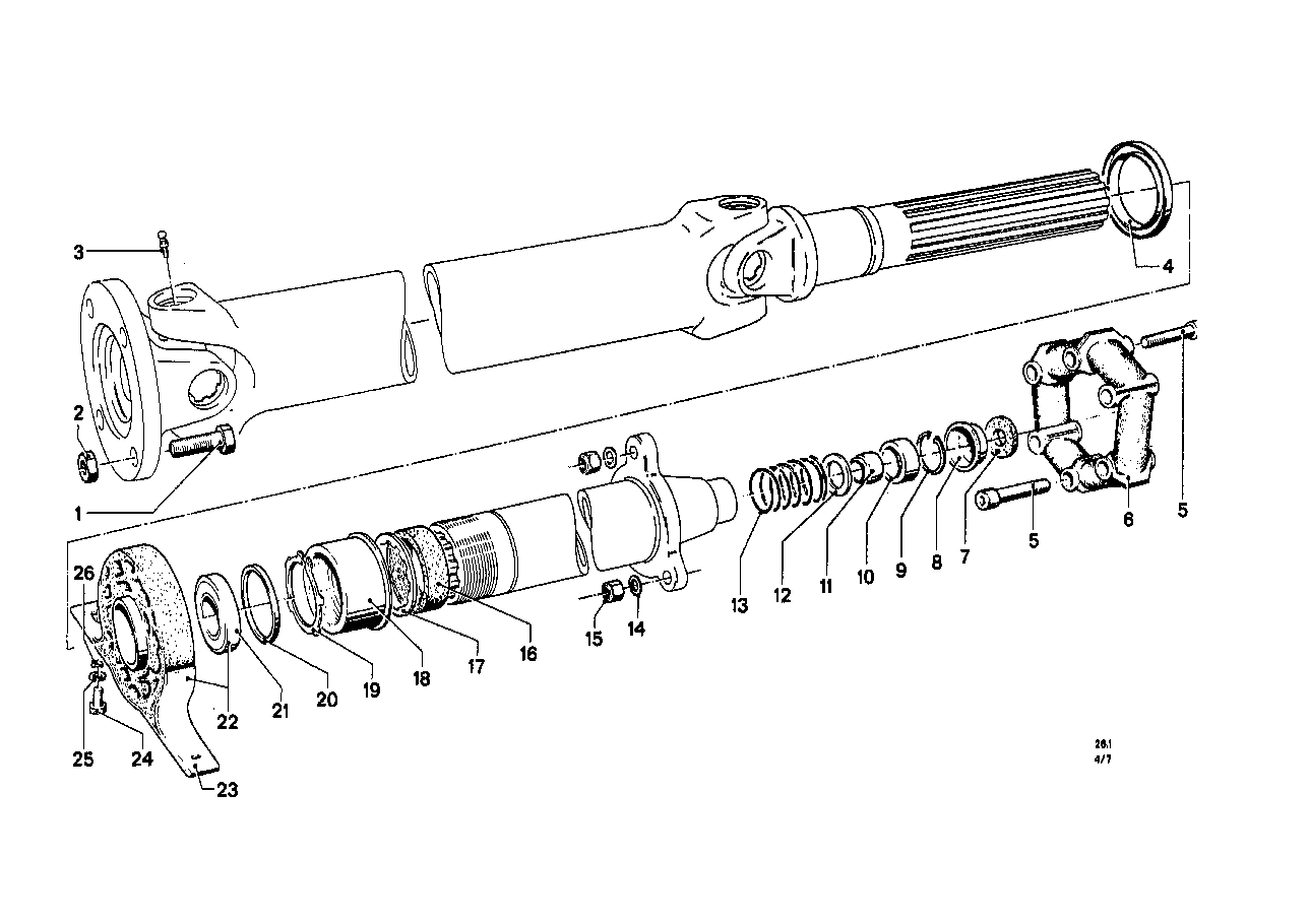 Cardanas, koppelingsschijf/tussenlager