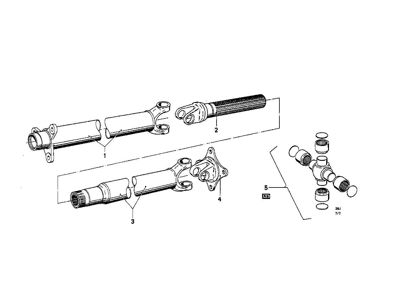 Cardanas, koppelingsschijf/tussenlager