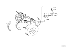 Rear wheel brake, drum brake