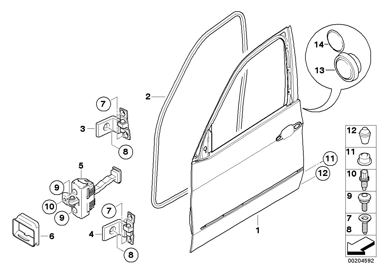 Porta anteriore-cerniera/freno porta