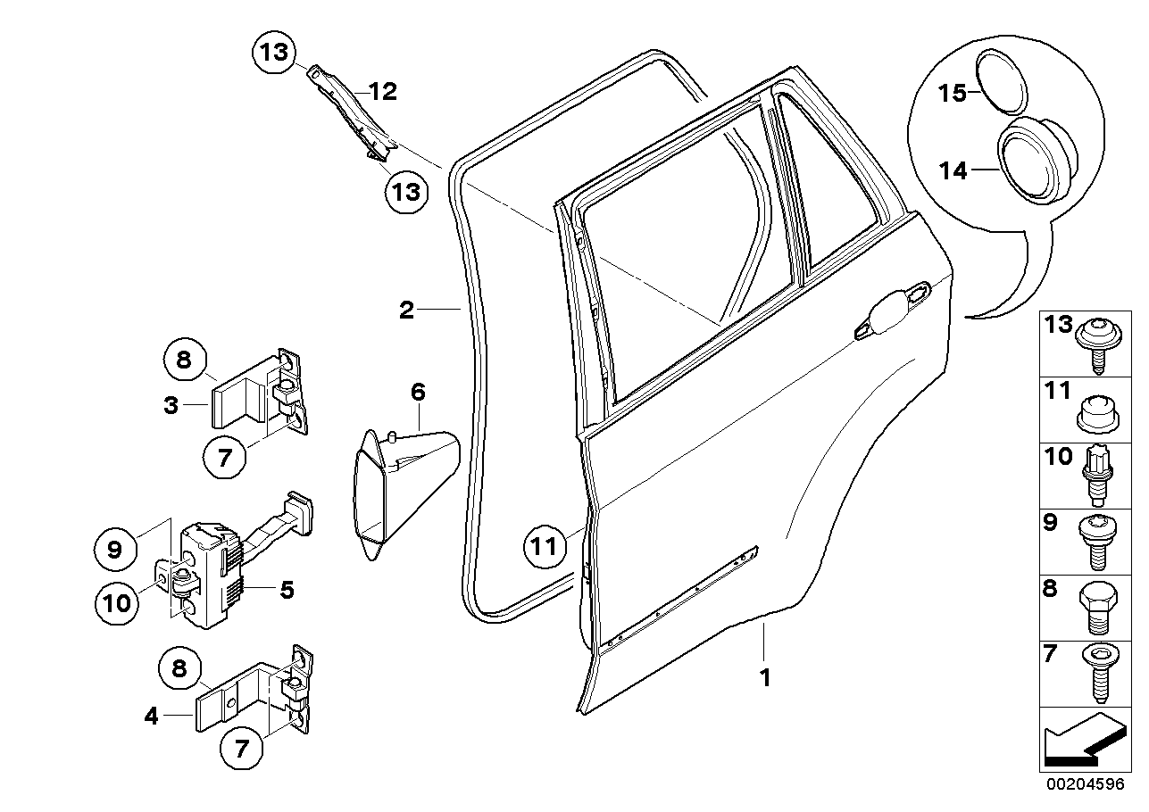 Rear door - hinge/door brake