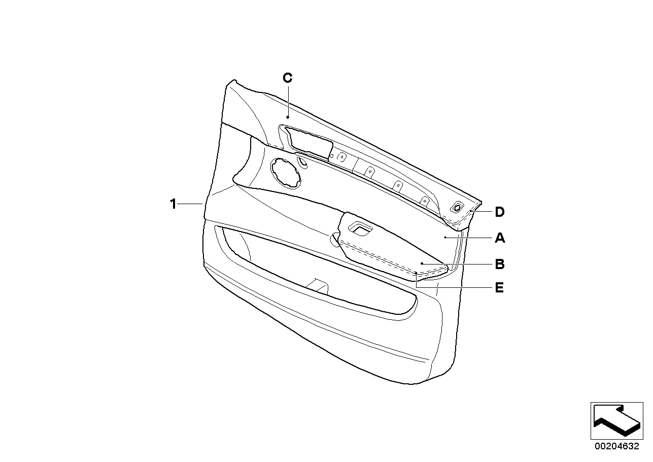 Indiv.front door trim panel,part.leather