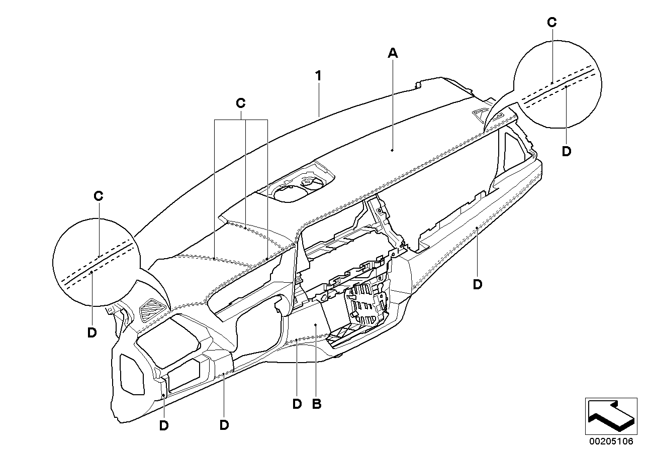 Individual instrument panel, leather