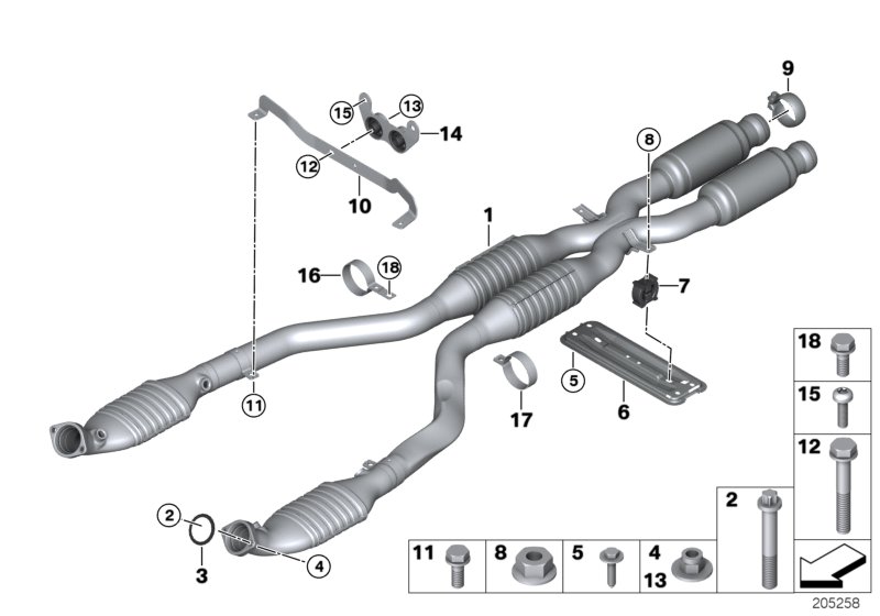 Catalytic converter/front silencer