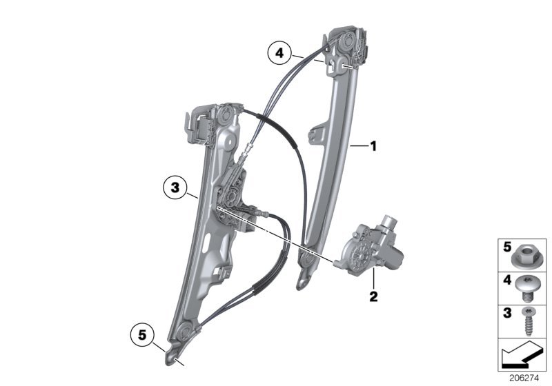 Door window lifting mechanism front