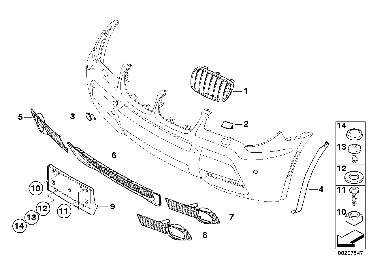 Mounted parts, bumper