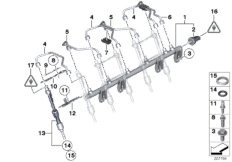 High-pressure rail/injector/line