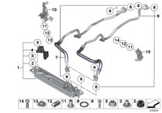 Heat exch./transmission oil cooler line