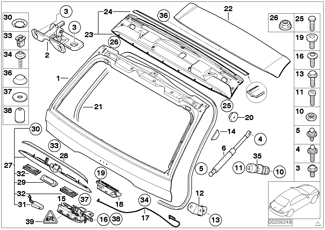 Cofano porta bagagli/lunotto