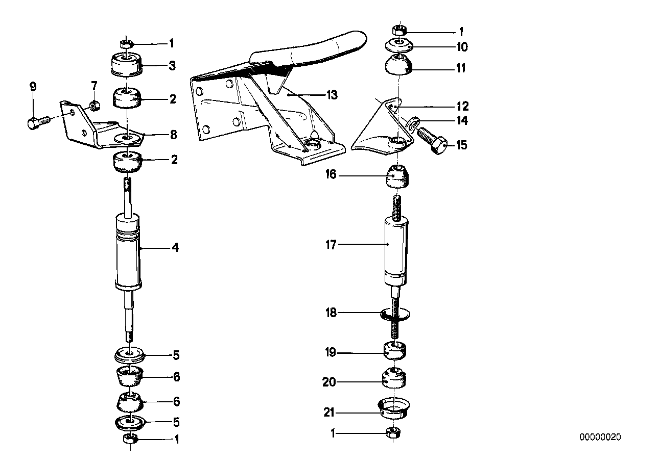 Motorophanging/motordemper