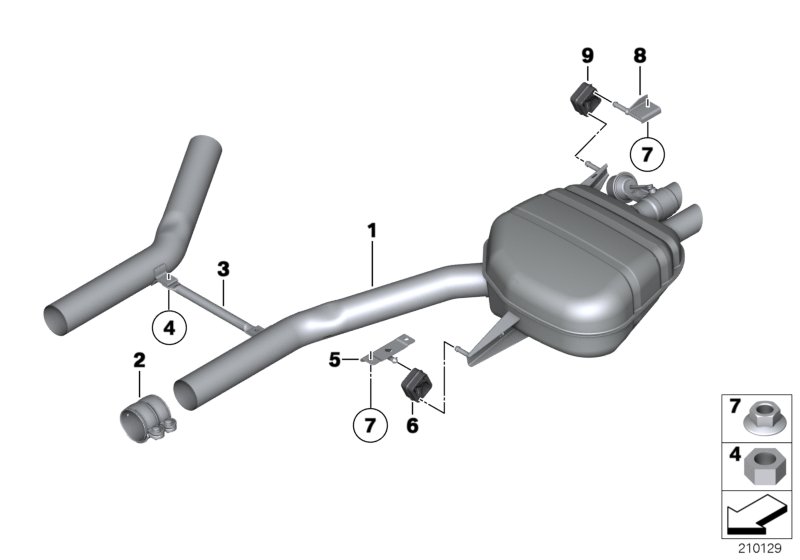 Exhaust system, rear