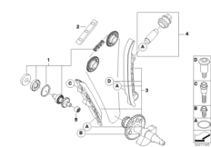 Kit catena/albero pompa liq. di raffred.