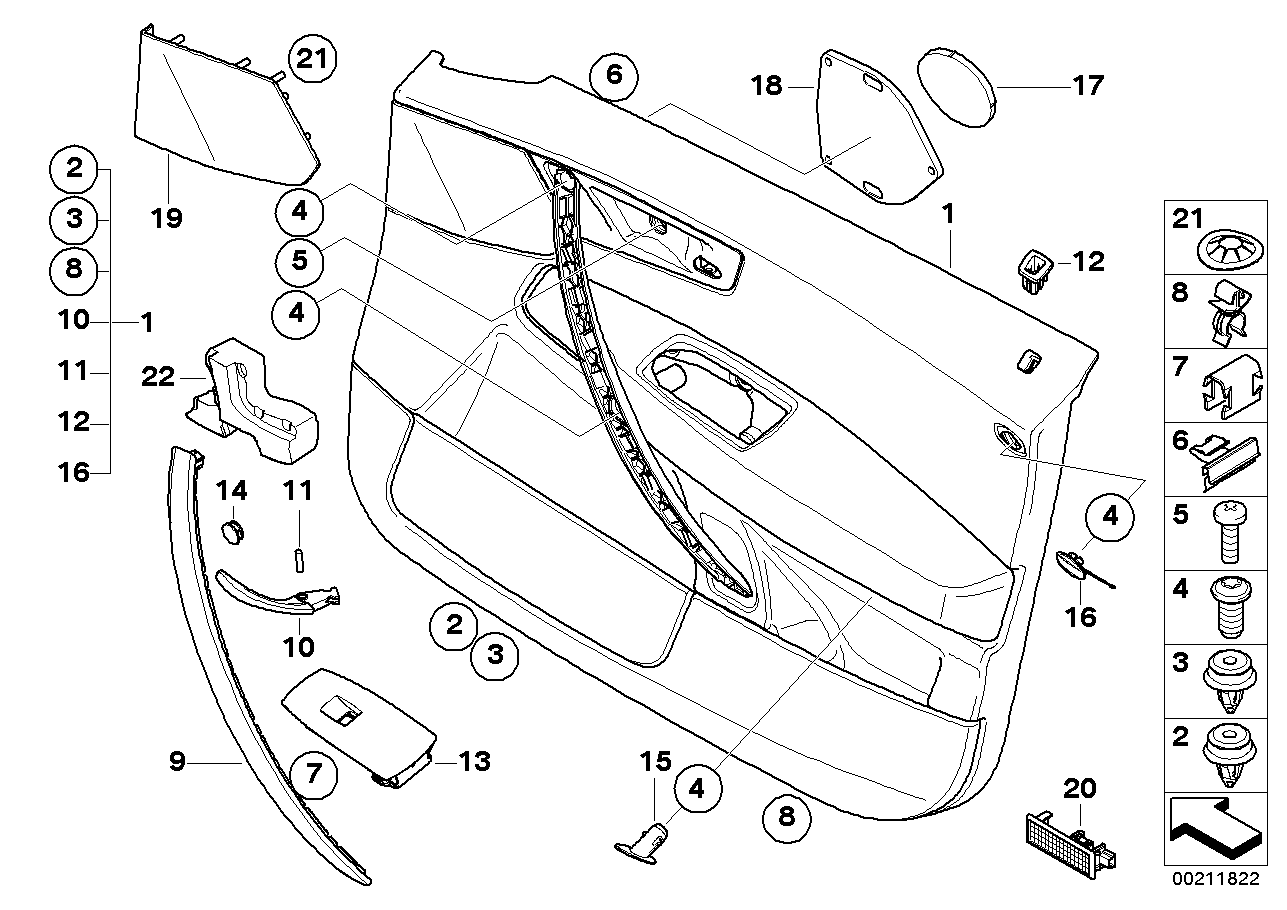 Door trim panel, front / side airbag