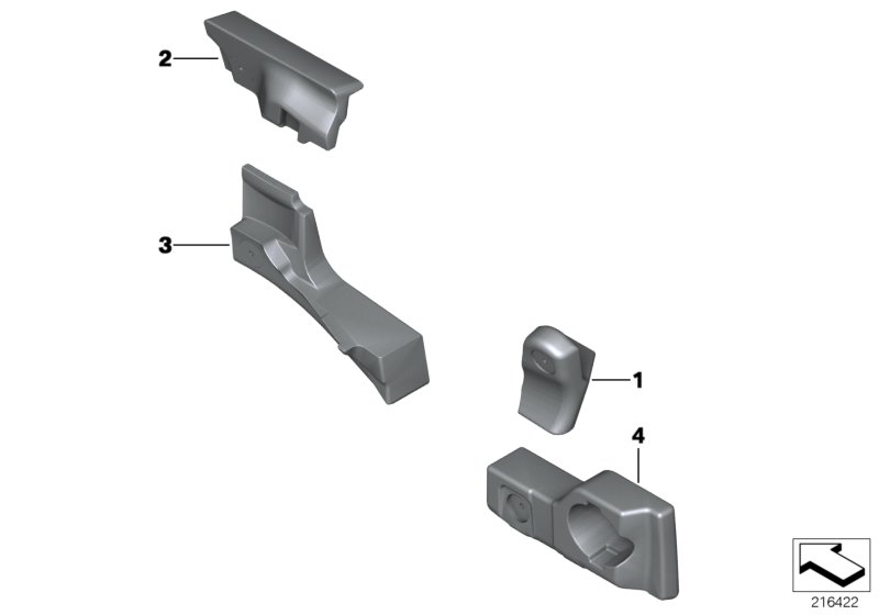 Mounting parts, door trim panel, front