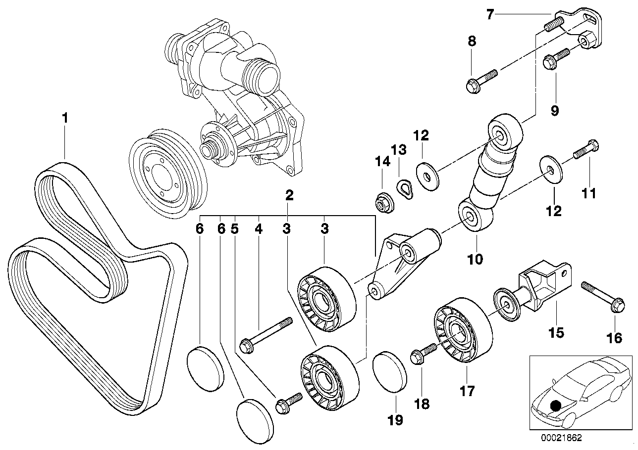 Entraînement pompe à eau / Alternateur