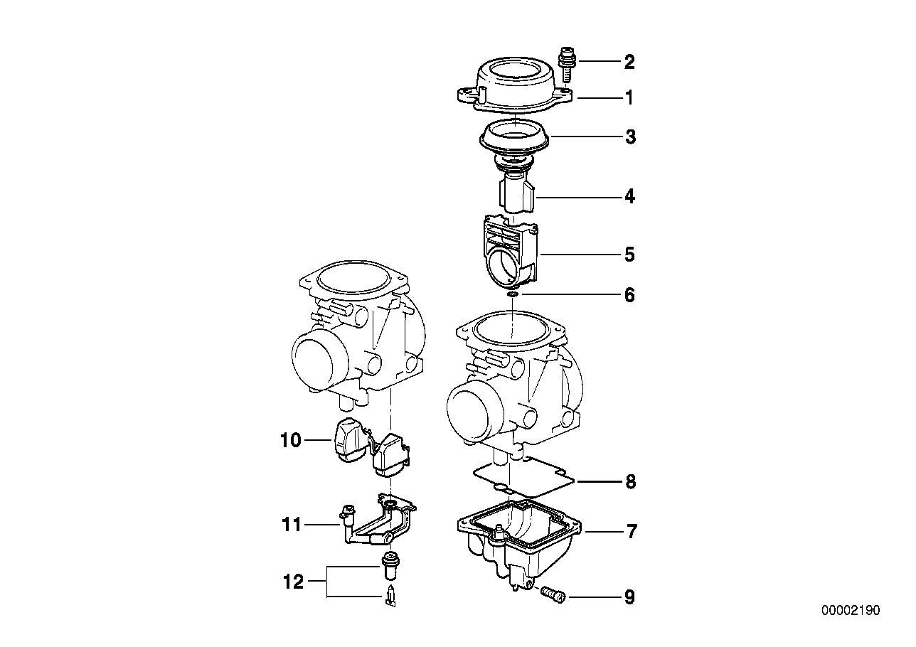 Coperchio carburat./pistone/galleggiante