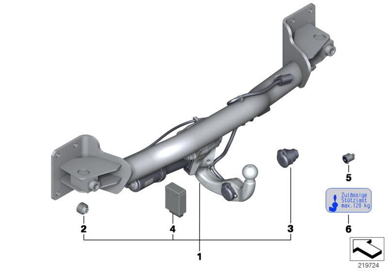 Trailer tow hitch, electrically pivoted