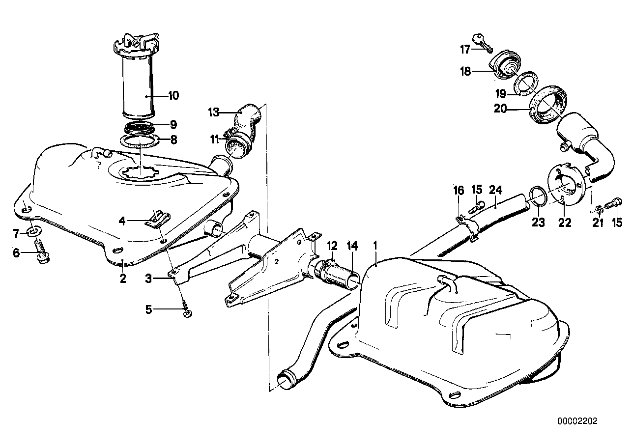 Fuel tank/attaching parts