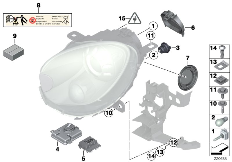 Peças individuais farol luz de xénon