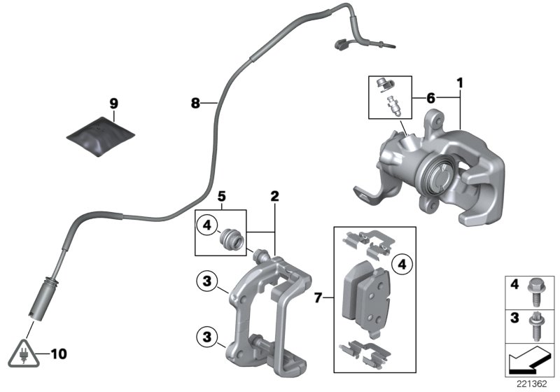 Sensor pastilha de travão roda tras.