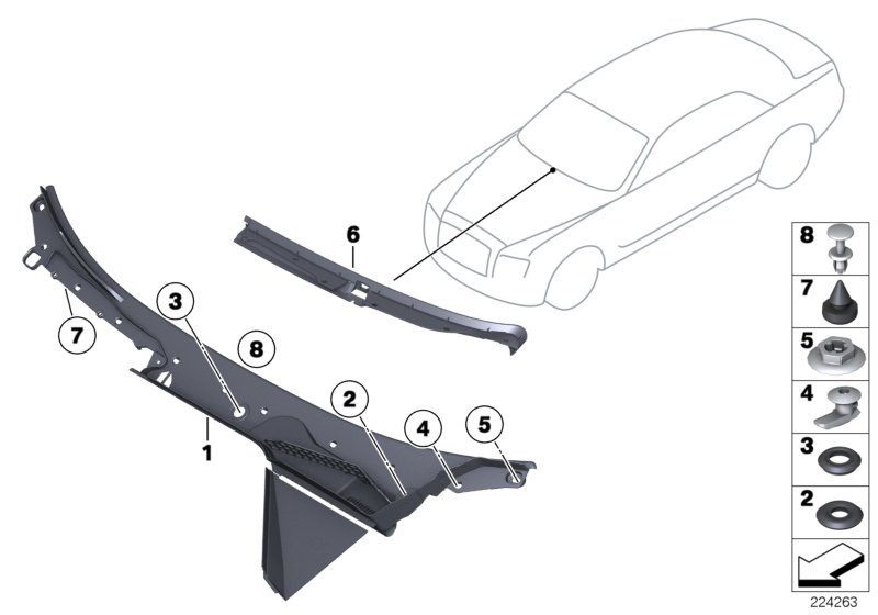 Trim panel, cowl panel, exterior