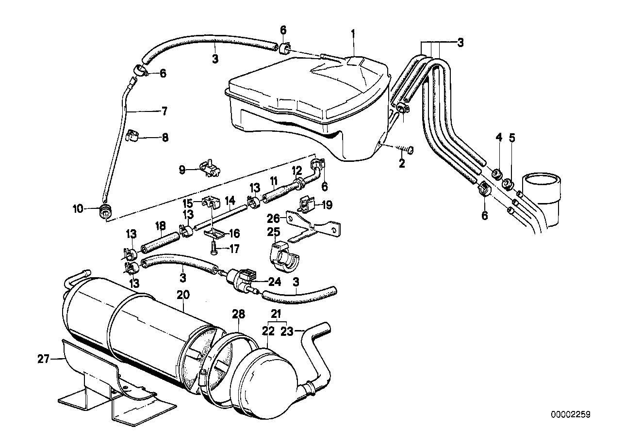 Serbatoio di compens./filtro carb.attivo