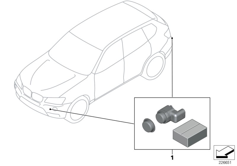 Retrofit kit PDC, front and rear