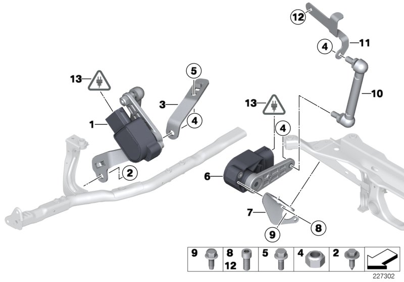 Headlight vertical aim control sensor