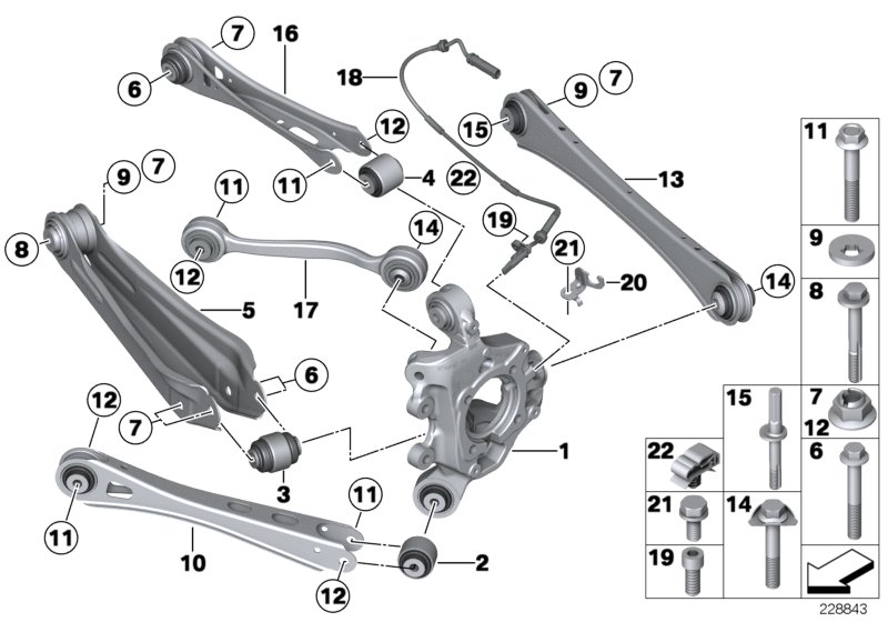 Rear axle support/wheel suspension