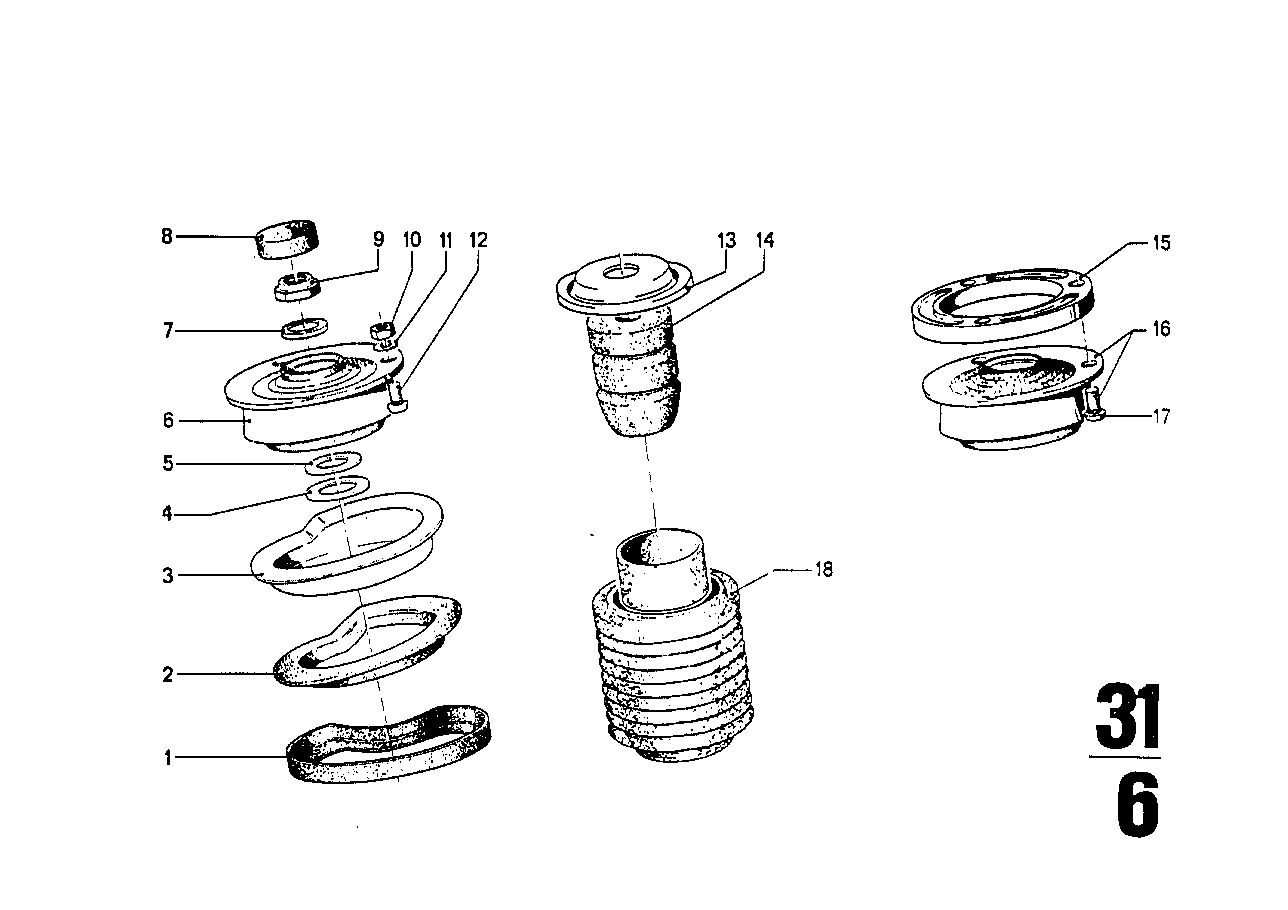 Łożysko oporowe/podkł. spręż./Elem. dod.