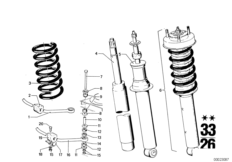 Rear spring strut coil spring and parts