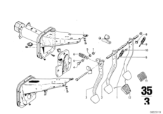 Pedals-supporting bracket/clutch pedal