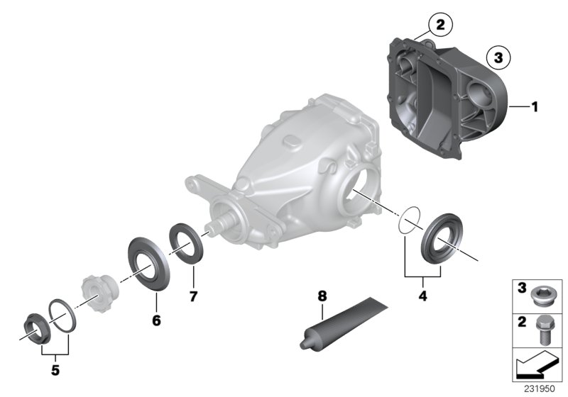 Final drive, gasket set, 4-wheel