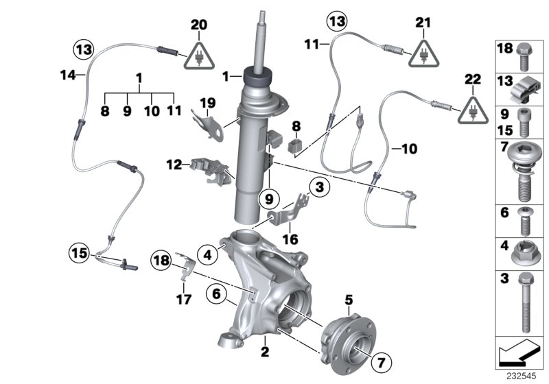 Federbein vorn EDC/Anbauteile