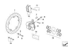 Front brake, spoked wheel