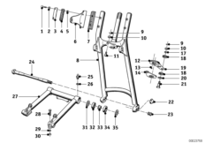 Fourche oscillante de roue avant