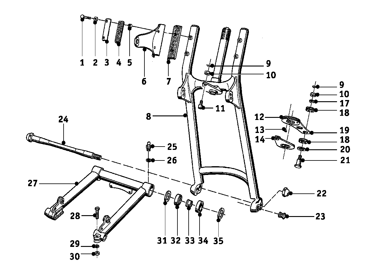 Fourche oscillante de roue avant