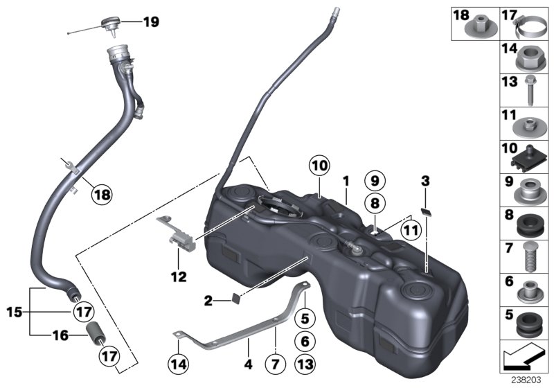 Fuel tank/mounting parts