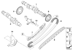 Camshaft, camshaft gear, timing chain