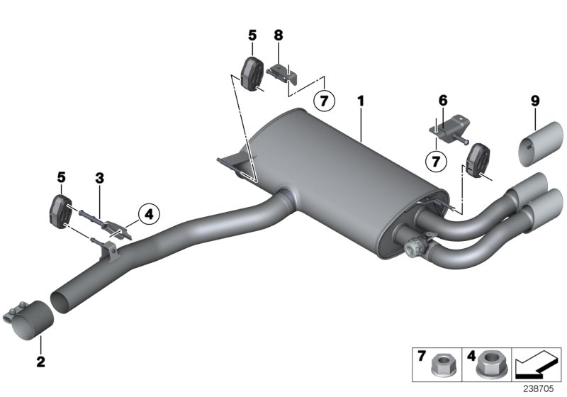 Exhaust system, rear