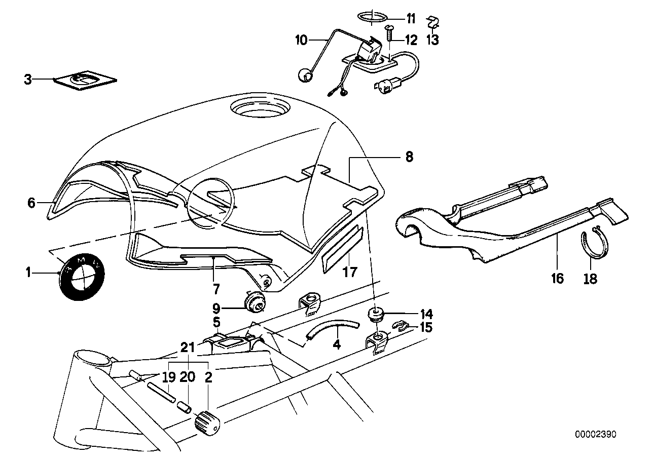 Fuel tank/attaching parts