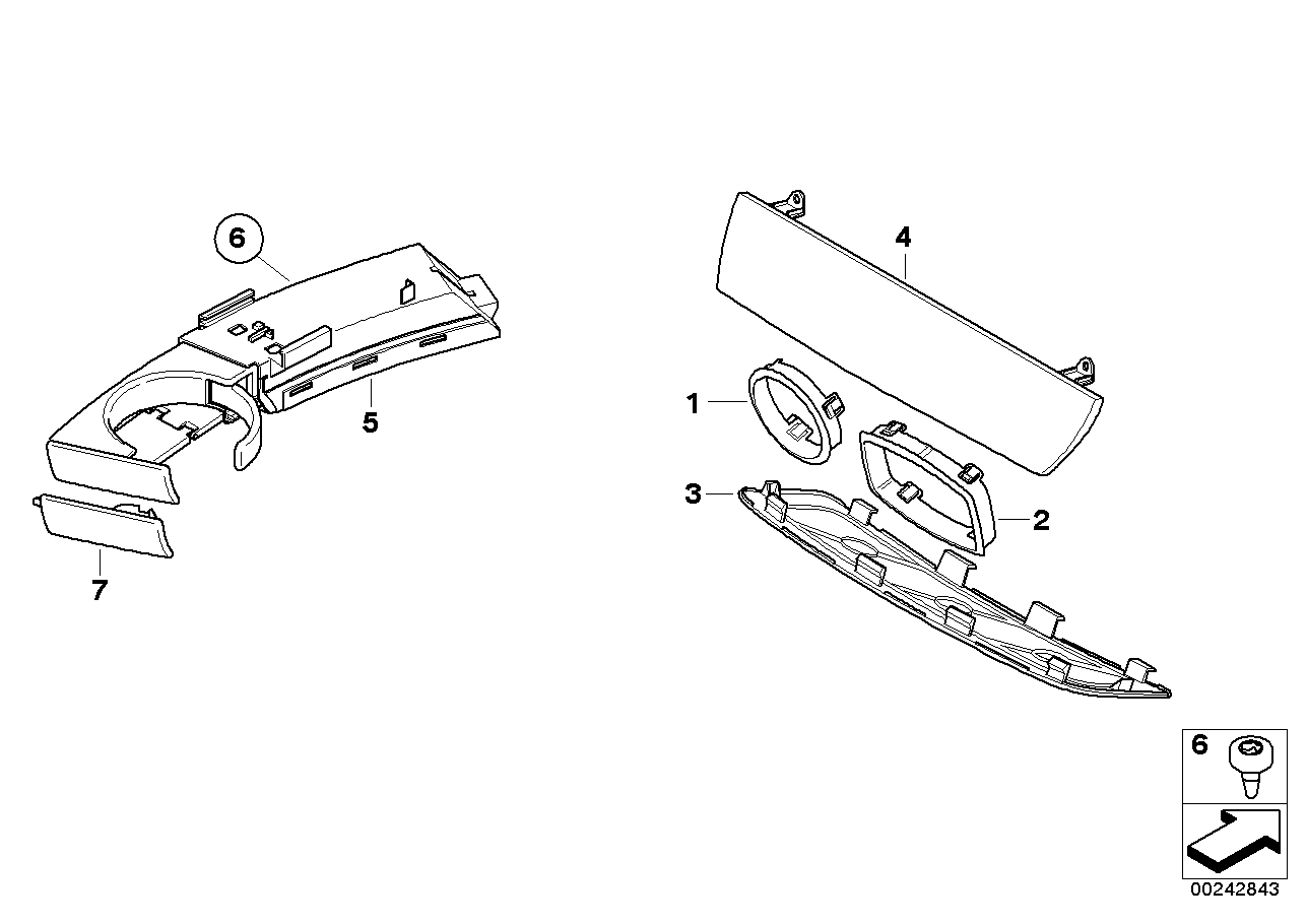 Mounting parts, instrument panel