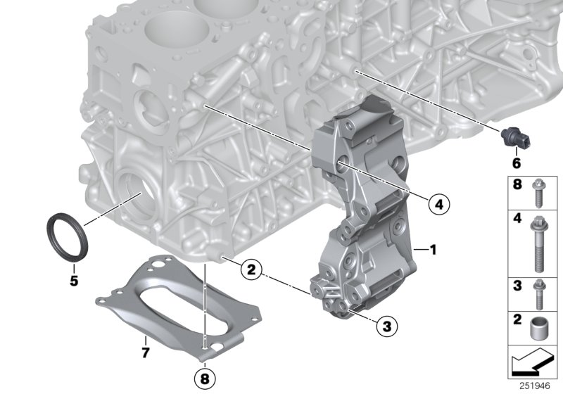 Cylinderblock/monteringsdetaljer