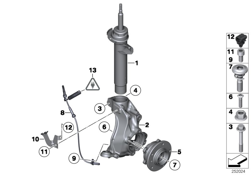 Front Spring strut/Carrier/Wheel bearing