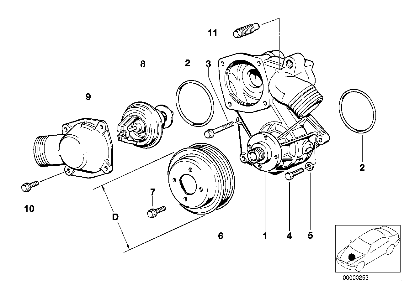 Koelsysteem-waterpomp/thermostaat