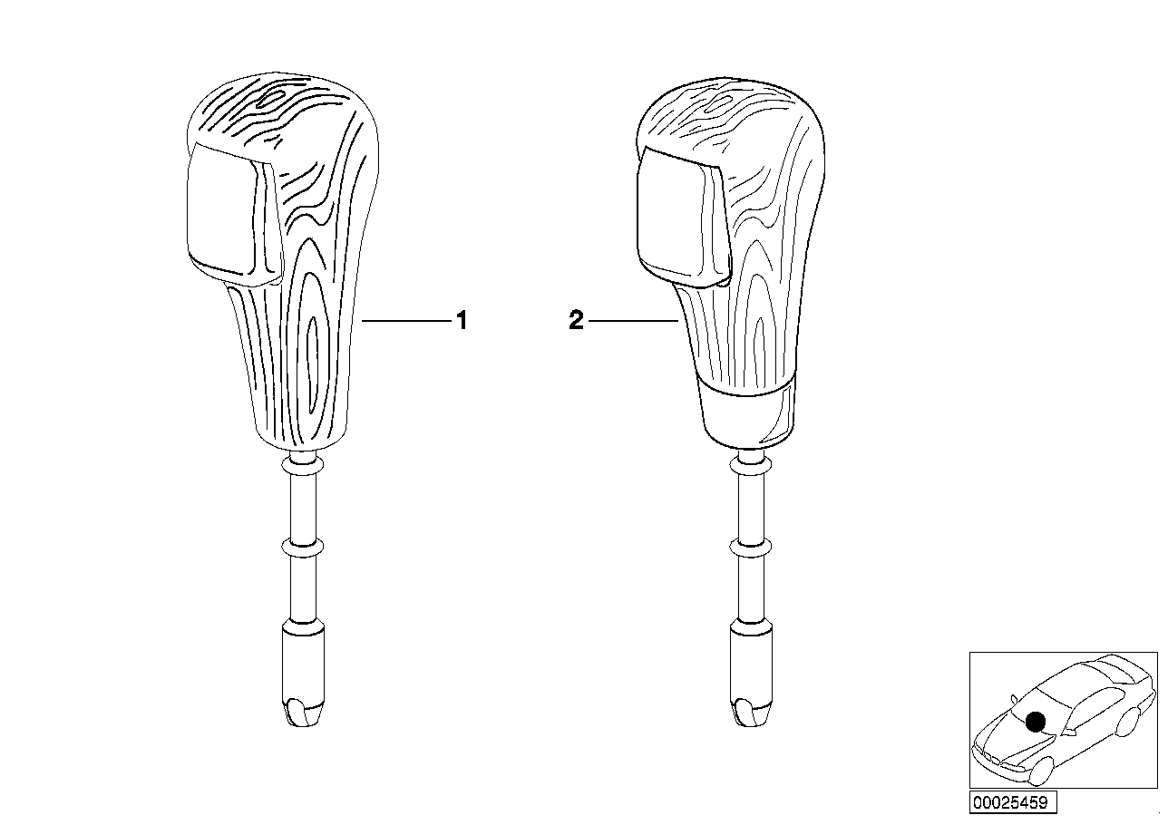 Individual selector lever handle, wood
