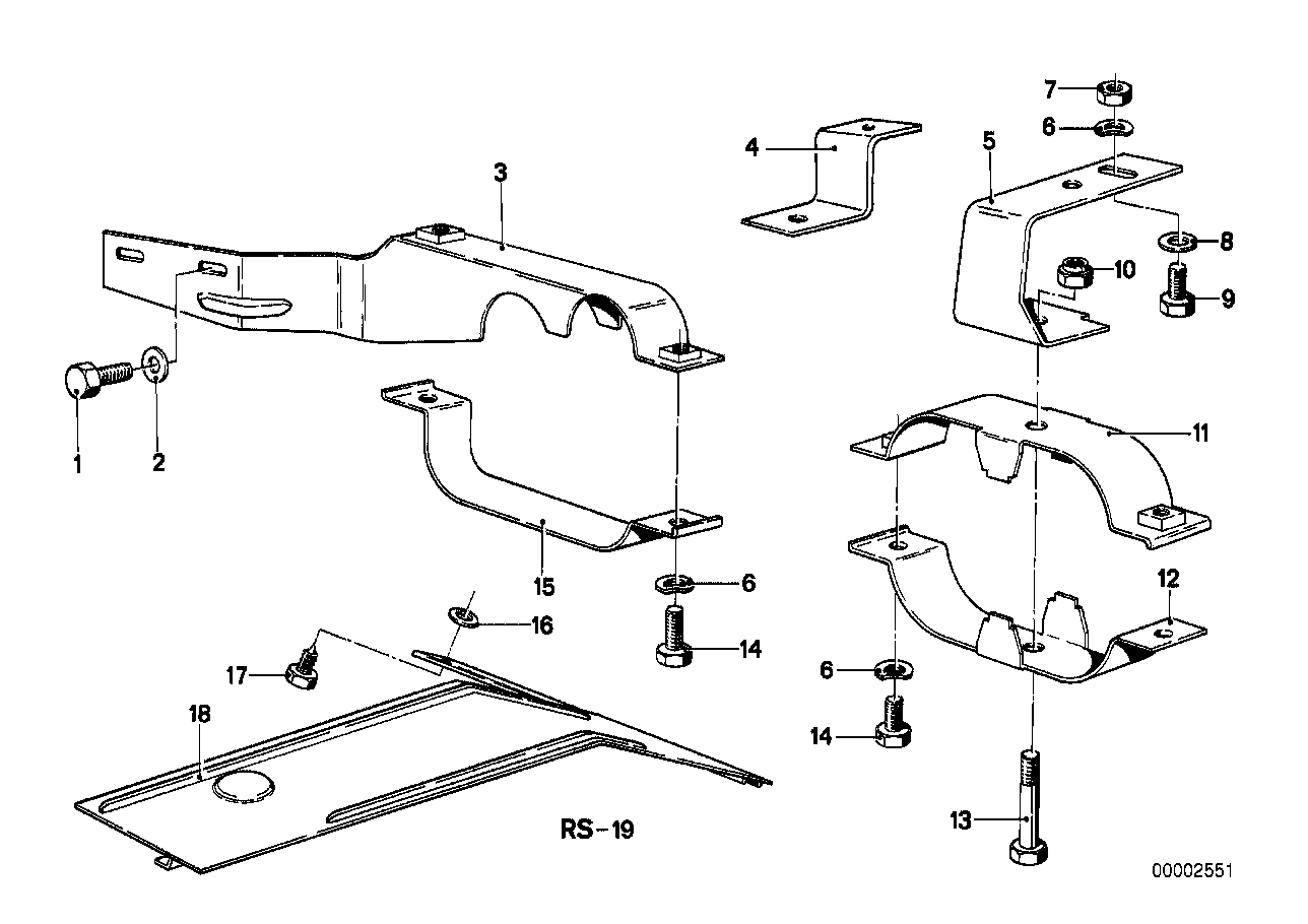 Pièces de fixation d'échappement